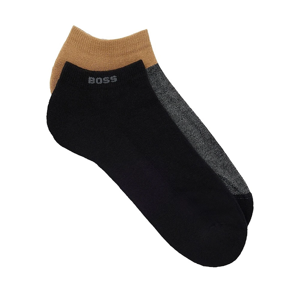 Two-Pair Cotton-Blend Ankle Socks