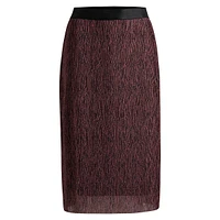 Print Stretch-Tulle Pencil Skirt