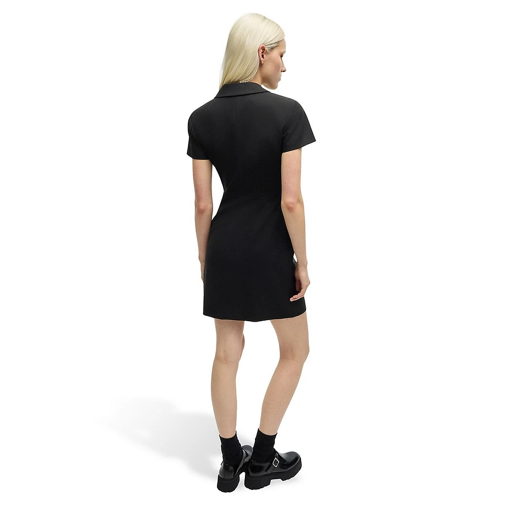 Business Dresses Button-Front Dress With Peak Lapels