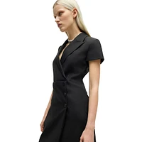 Business Dresses Button-Front Dress With Peak Lapels