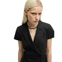 Business Dresses Button-Front Dress With Peak Lapels