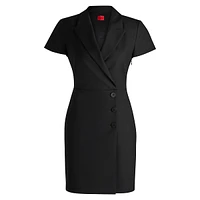 Business Dresses Button-Front Dress With Peak Lapels