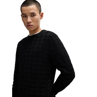 Houndstooth Check Cotton Crewneck Sweater