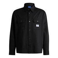 Cotton-Twill Button-Up Shirt With Logo Label