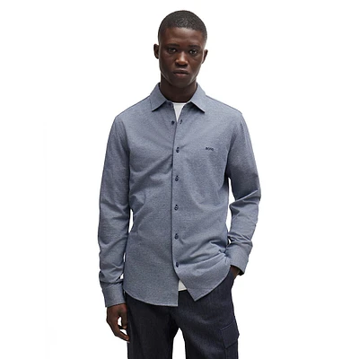 Slim-Fit Mélange Cotton Piqué Shirt