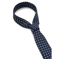 Slim Geometric Jacquard Silk-Blend Tie