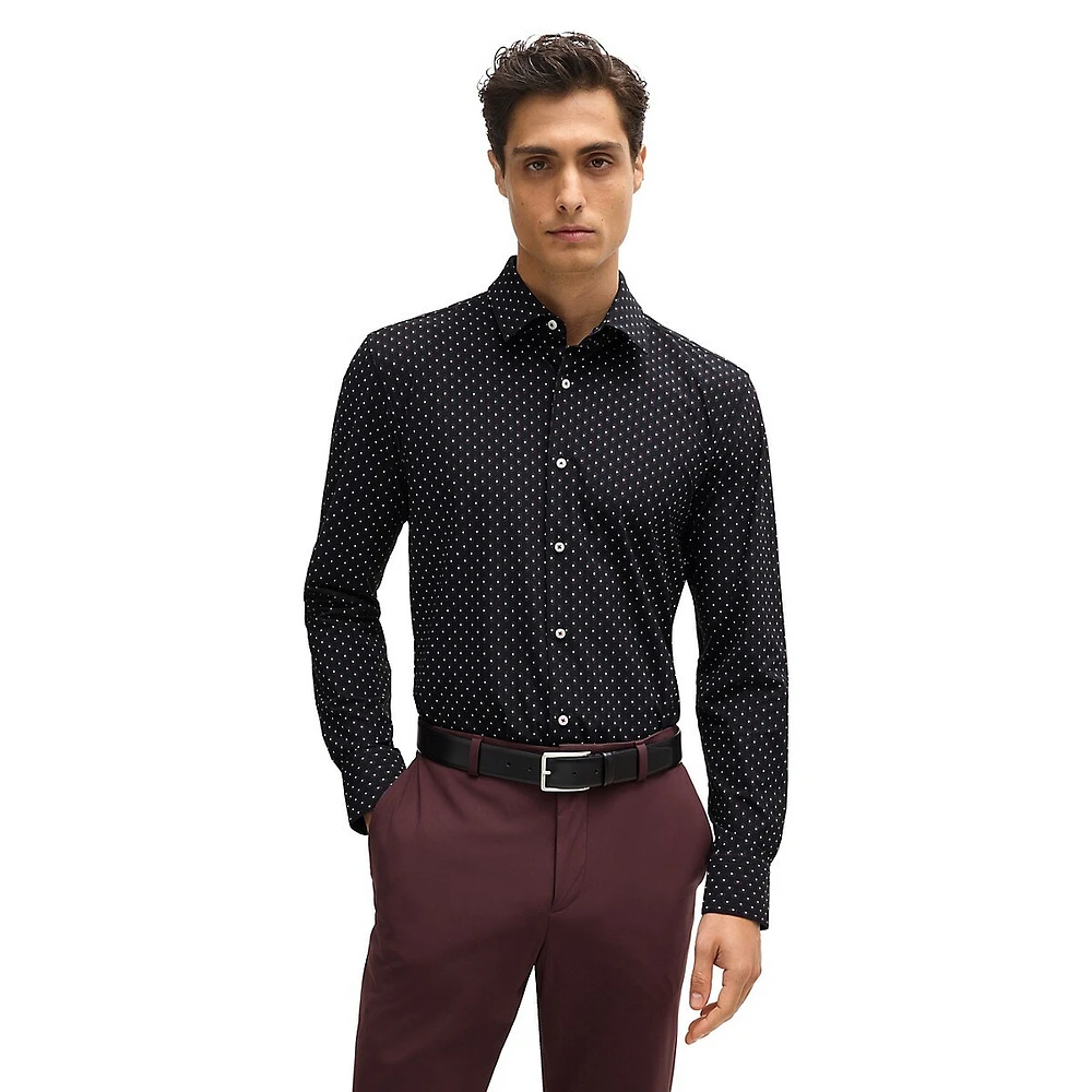 Slim-Fit Printed Performance-Stretch Dress Shirt