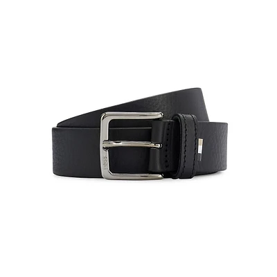 Signature-Stripe Grained Leather Belt