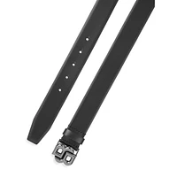 B Icon Double Monogram Buckle Leather Belt