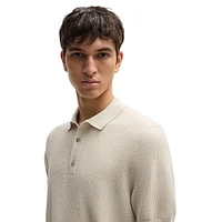 Regular-Fit Tencel-Cotton Polo Sweater With Mixed Structures