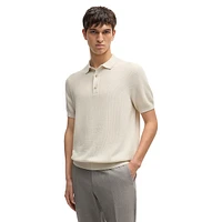 Regular-Fit Tencel-Cotton Polo Sweater With Mixed Structures