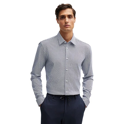 Slim-Fit Interlock-Print Dress Shirt