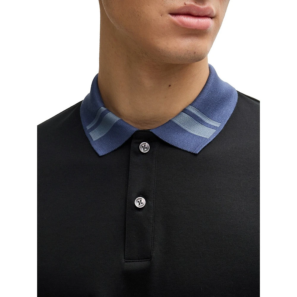 Slim-Fit Striped-Collar Polo Shirt