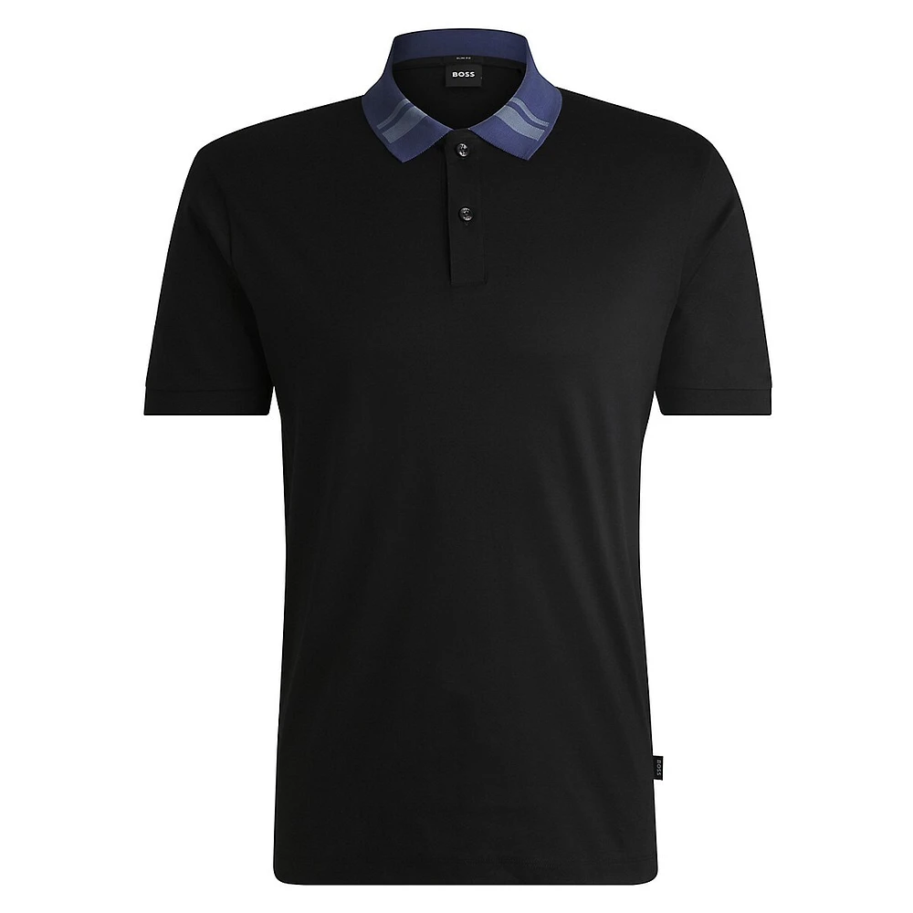 Slim-Fit Striped-Collar Polo Shirt