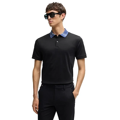 Slim-Fit Striped Collar Polo Shirt