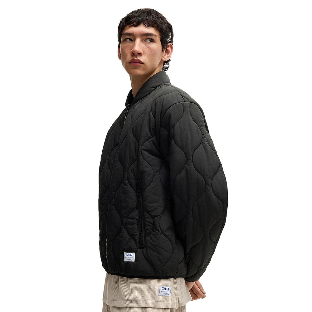 Slim-Fit Logo-Badge Quilted Jacket