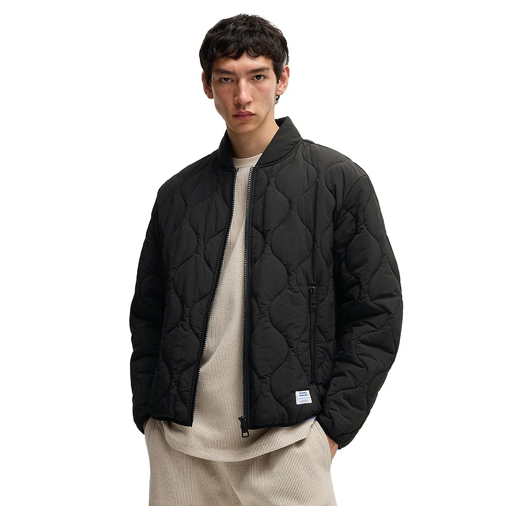 Slim-Fit Logo-Badge Quilted Jacket