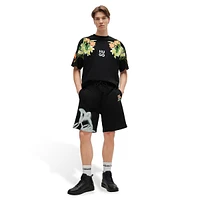 Relaxed-Fit Floral Artwork Drawstring Shorts