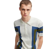 Colourblock Striped Polo Sweater