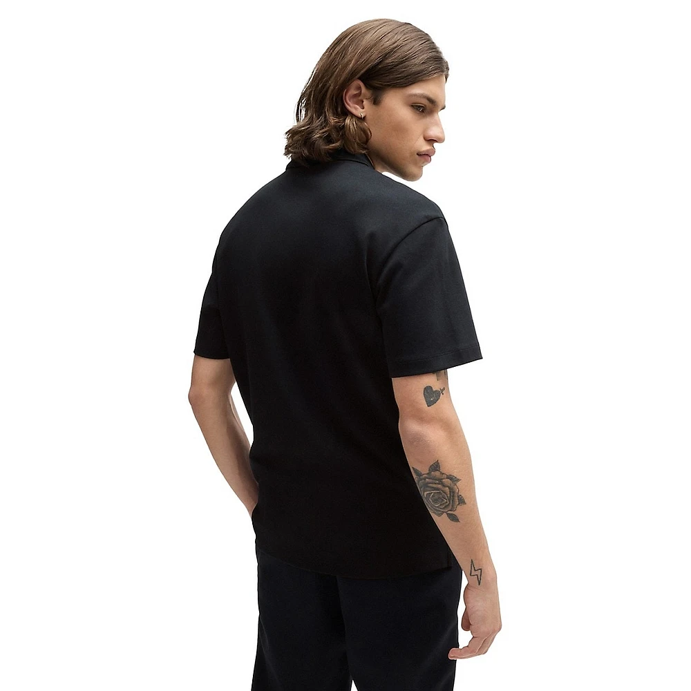 Interlock-Cotton Stacked Logo Polo Shirt