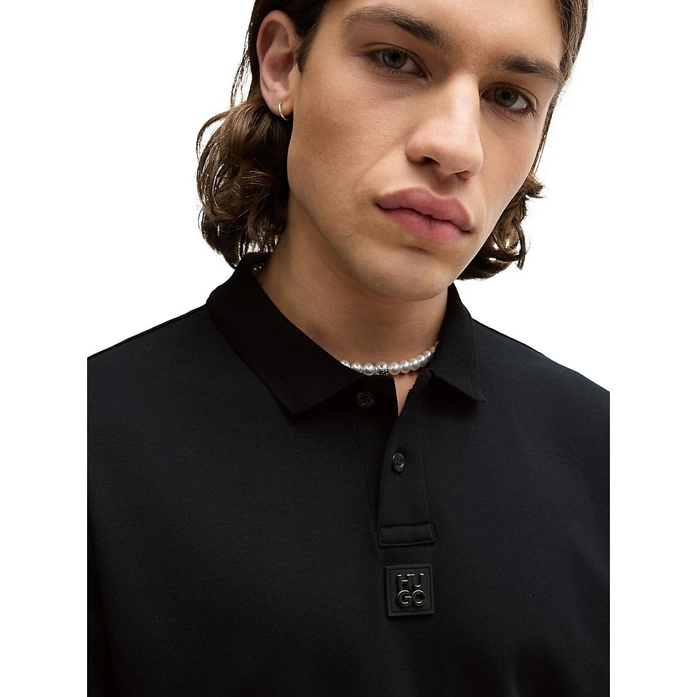 Interlock-Cotton Stacked Logo Polo Shirt