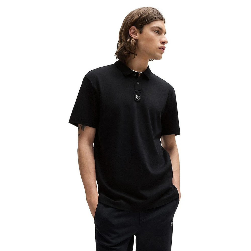 Interlock-Cotton Stacked Logo Polo Shirt