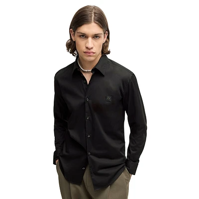 Slim-Fit Stretch-Cotton Stacked Logo Shirt