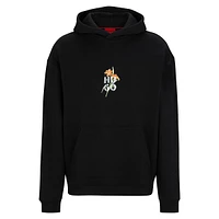 Oversized-Fit Floral Artwork Terry Hoodie