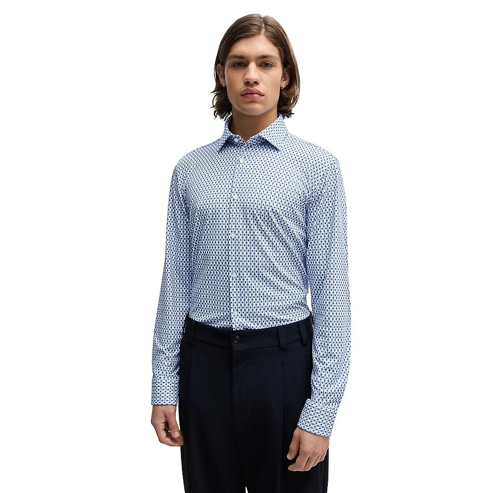 Chemise en toile stretch à imprimé coupe slim