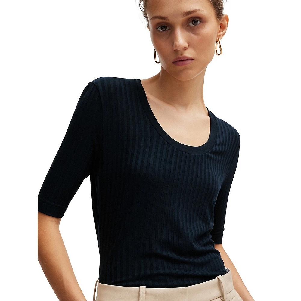 Effilie Scoopneck Ribbed Slim Top