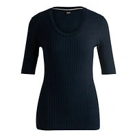 Effilie Scoopneck Ribbed Slim Top