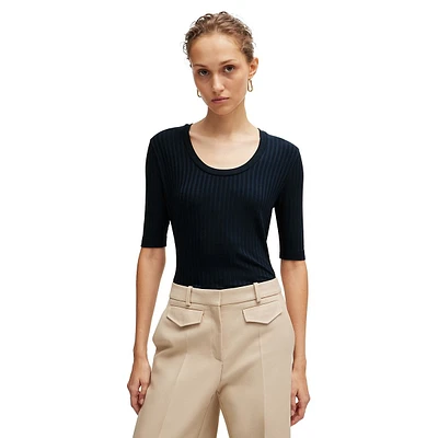 Effilie Scoopneck Ribbed Slim Top