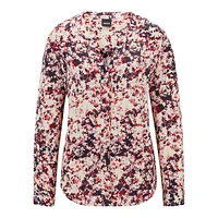 Floral-Print Satin Blouse