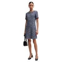 Tweed Check Shift Dress