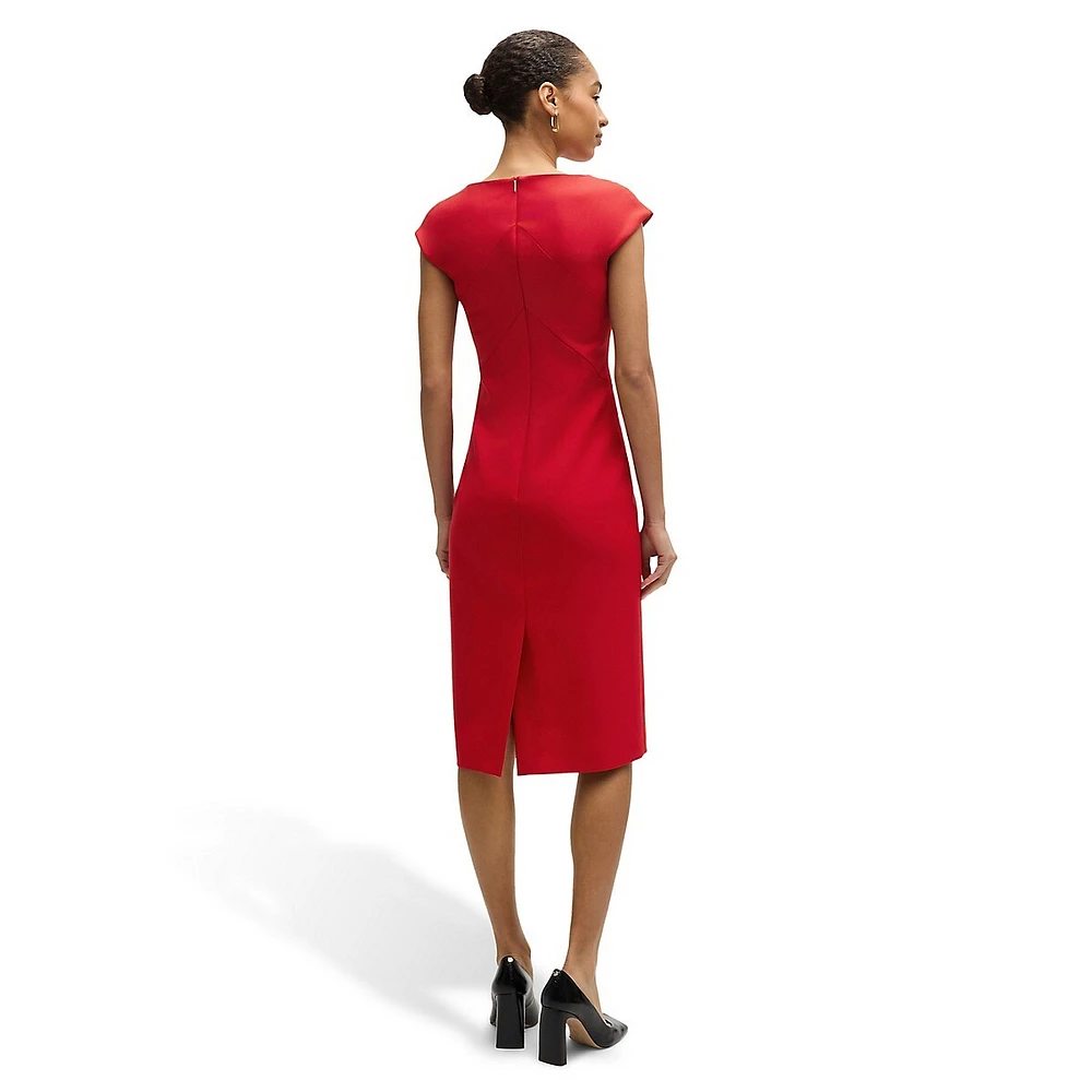 Virgin-Wool Twill Cap-Sleeve Sheath Dress