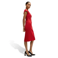 Virgin-Wool Twill Cap-Sleeve Sheath Dress