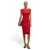 Virgin-Wool Twill Cap-Sleeve Sheath Dress