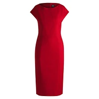 Virgin-Wool Twill Cap-Sleeve Sheath Dress