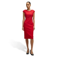 Virgin-Wool Twill Cap-Sleeve Sheath Dress