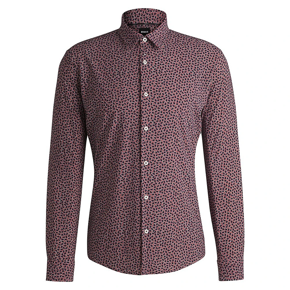 Slim-Fit Print Performance-Stretch Shirt