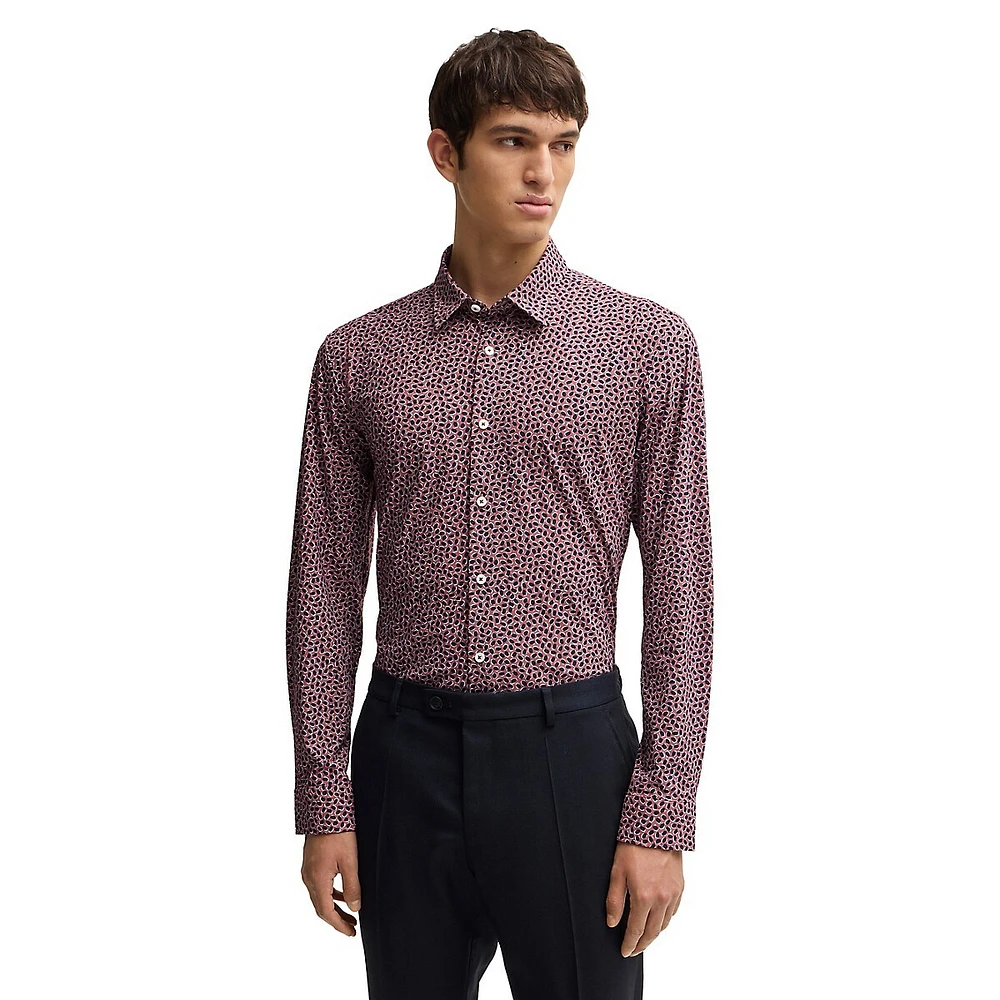 Slim-Fit Print Performance-Stretch Shirt