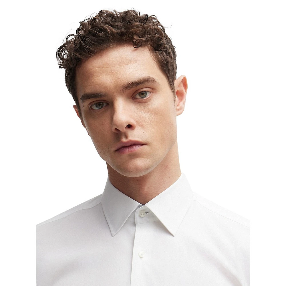 Slim-Fit Easy-Iron Stretch-Cotton Poplin Dress Shirt