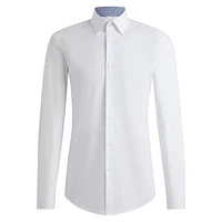 Slim-Fit Easy-Iron Stretch-Cotton Poplin Dress Shirt