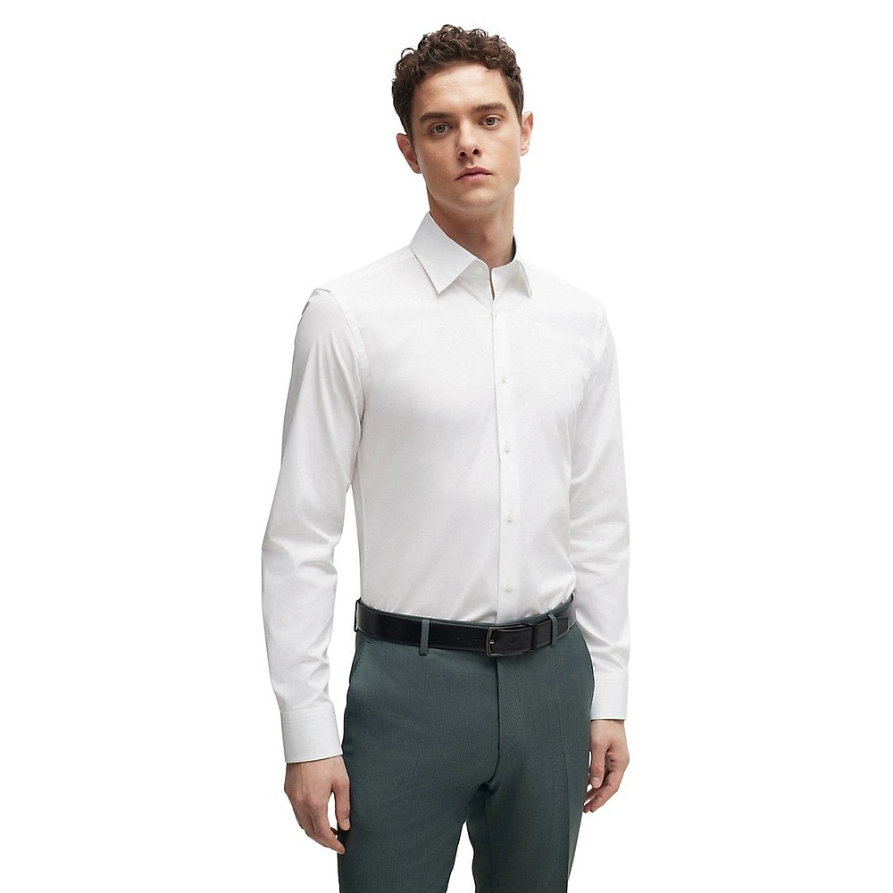 Slim-Fit Easy-Iron Stretch-Cotton Poplin Dress Shirt