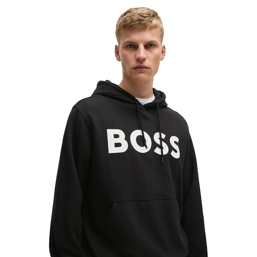 We Basic Relaxed-Fit Contrast Logo Hoodie