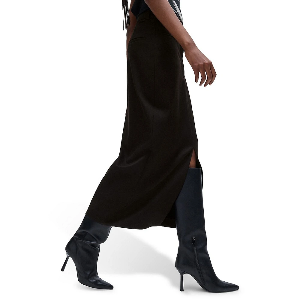 Front-Slit Stretch Maxi Skirt