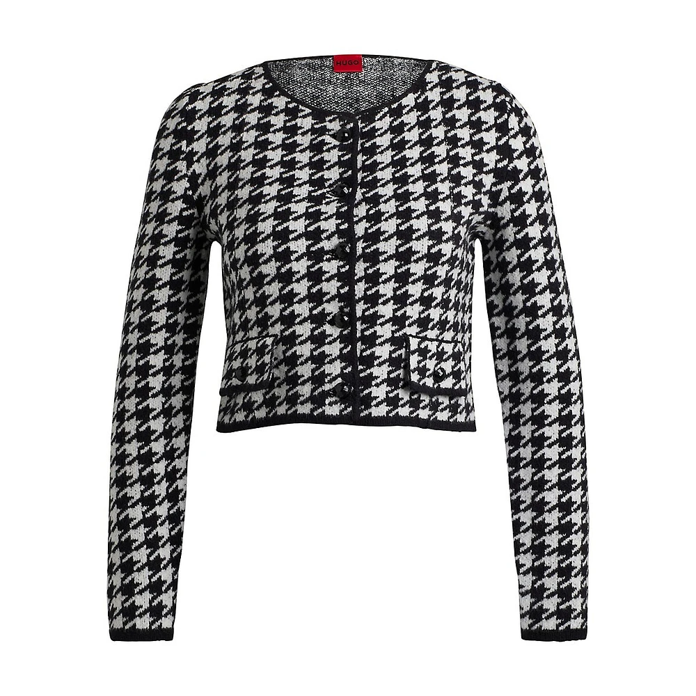 Houndstooth Cropped Cardigan