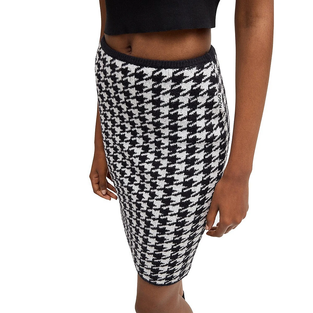 Slim-Fit Houndstooth Bouclé Mini Skirt