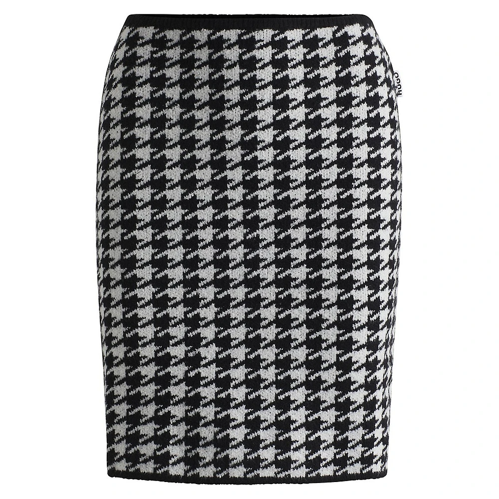 Slim-Fit Houndstooth Bouclé Mini Skirt