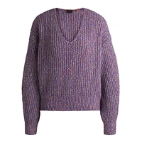 Relaxed-Fit V-Neck Rib-Knit Sweater